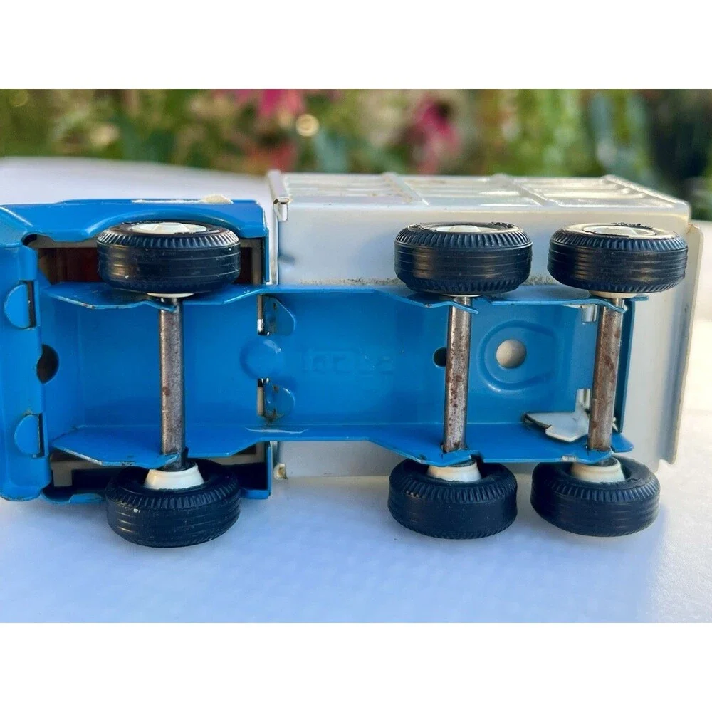 1968 Vintage Mini Tonka Farm Livestock Stake Truck Blue White Dump Bed 5” Toy
